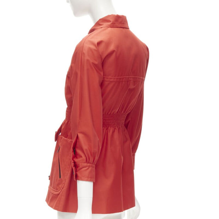 GUCCI red cotton elasticised waist belted anorak parka jacket IT36 S