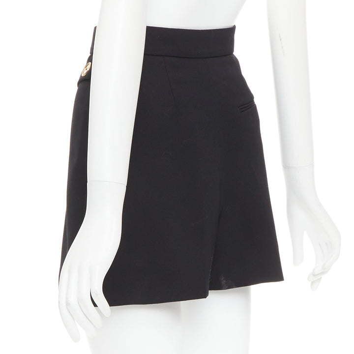 ALEXANDER MCQUEEN 2021 black gold multi buttons asymmetric panel shorts IT36 XXS