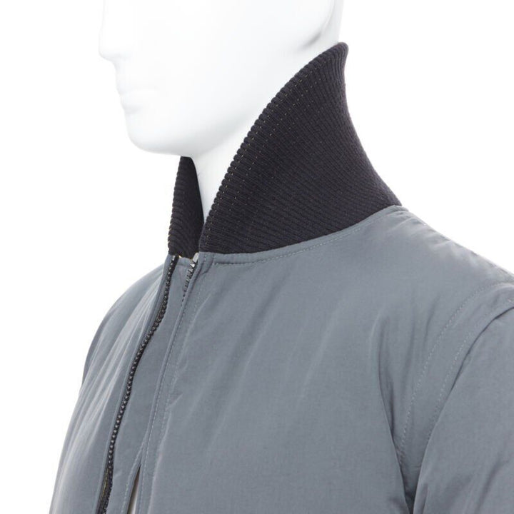 N HOOLYWOOD greey contrast yellow lined goose down padded bomber jacket S