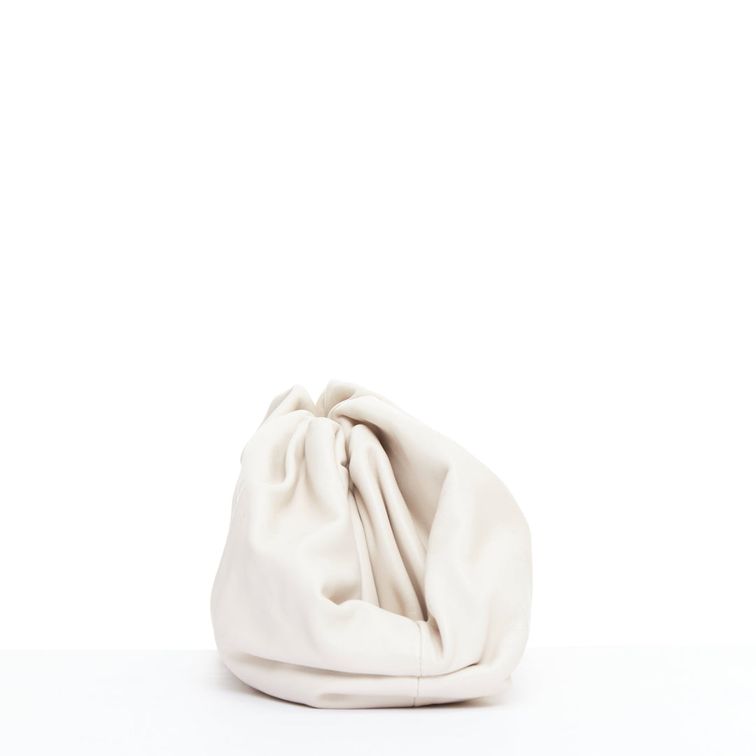 BOTTEGA VENETA Pouch off white cream soft leather oversized clutch bag