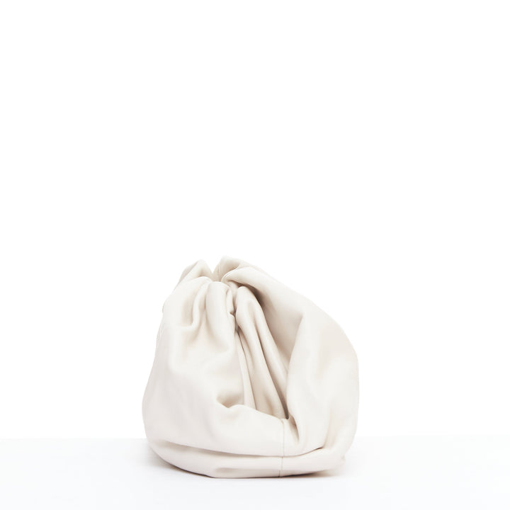 BOTTEGA VENETA Pouch off white cream soft leather oversized clutch bag