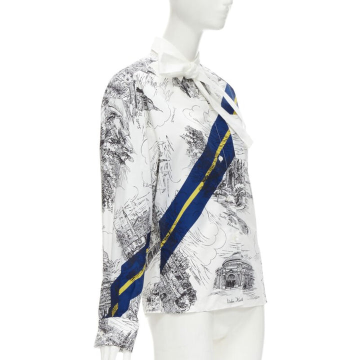 PHILOSOPHY DI LORENZO SERAFINI white landmark illustration cotton shirt IT38 XS