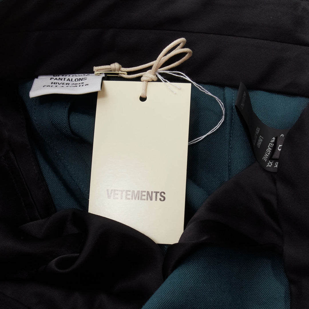 VETEMENTS Demna 2019 dark green cut out hole high waisted pants S