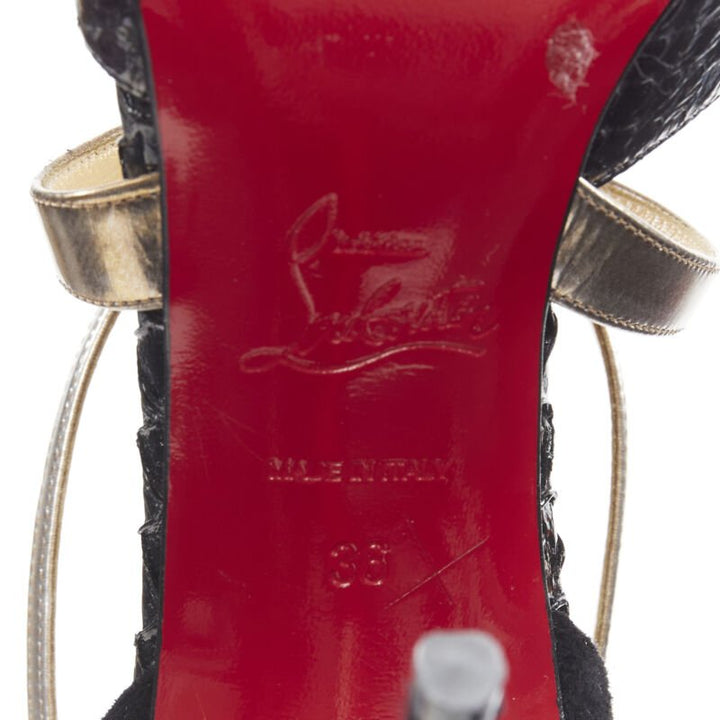 CHRISTIAN LOUBOUTIN Cross Blake black leather metallic cross strap pump EU36