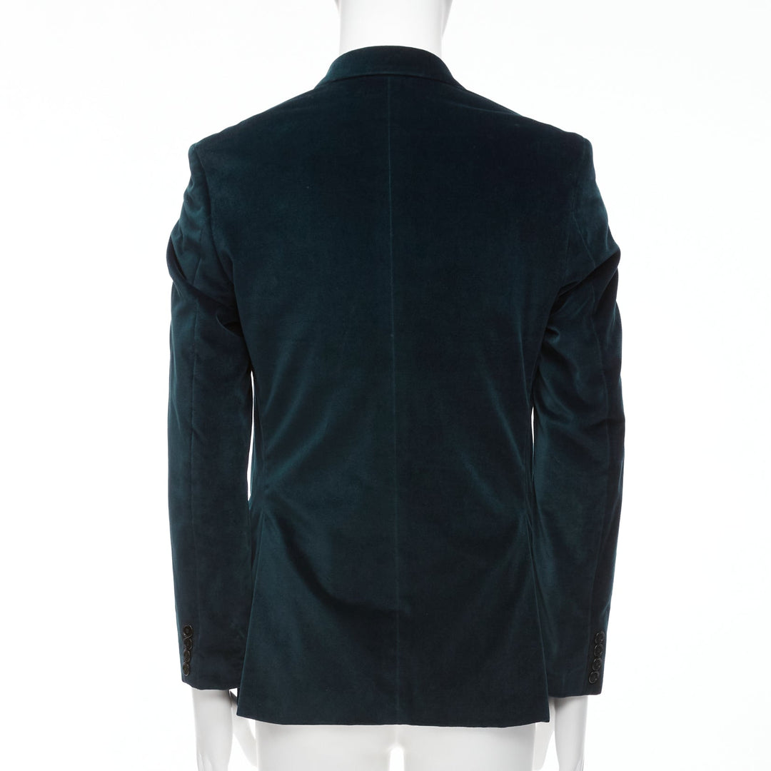 KENZO dark teal cotton velvet plus fit single breasted blazer IT48 M