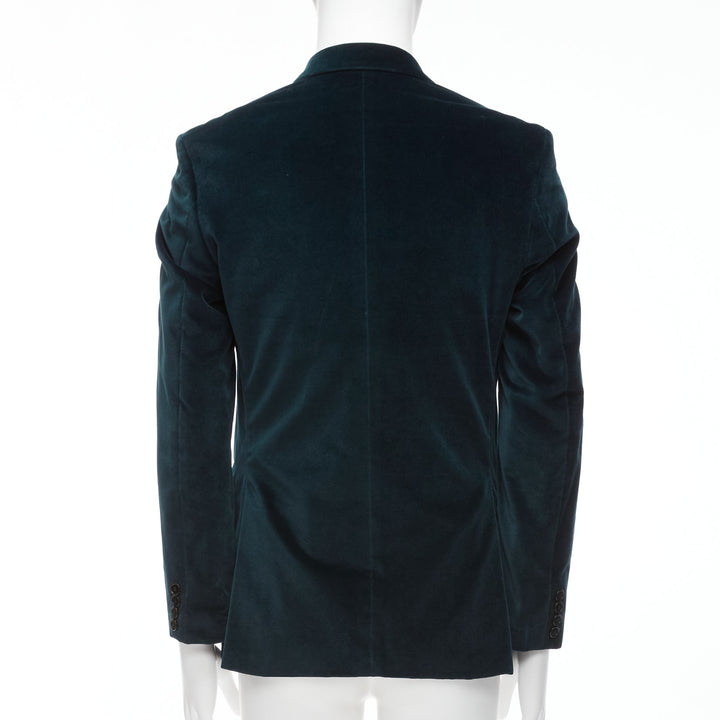 KENZO dark teal cotton velvet plus fit single breasted blazer IT48 M