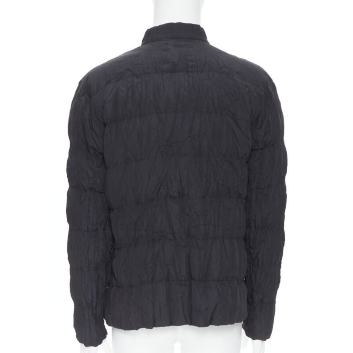 ISSEY MIYAKE MEN Reversible green black pleated crinkled padded zip up jacket L