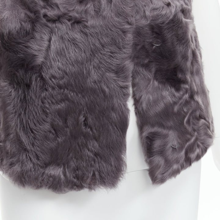 PELLICCISSIMA grey Astrakhan fur collar sleeveless winter vest jacket S