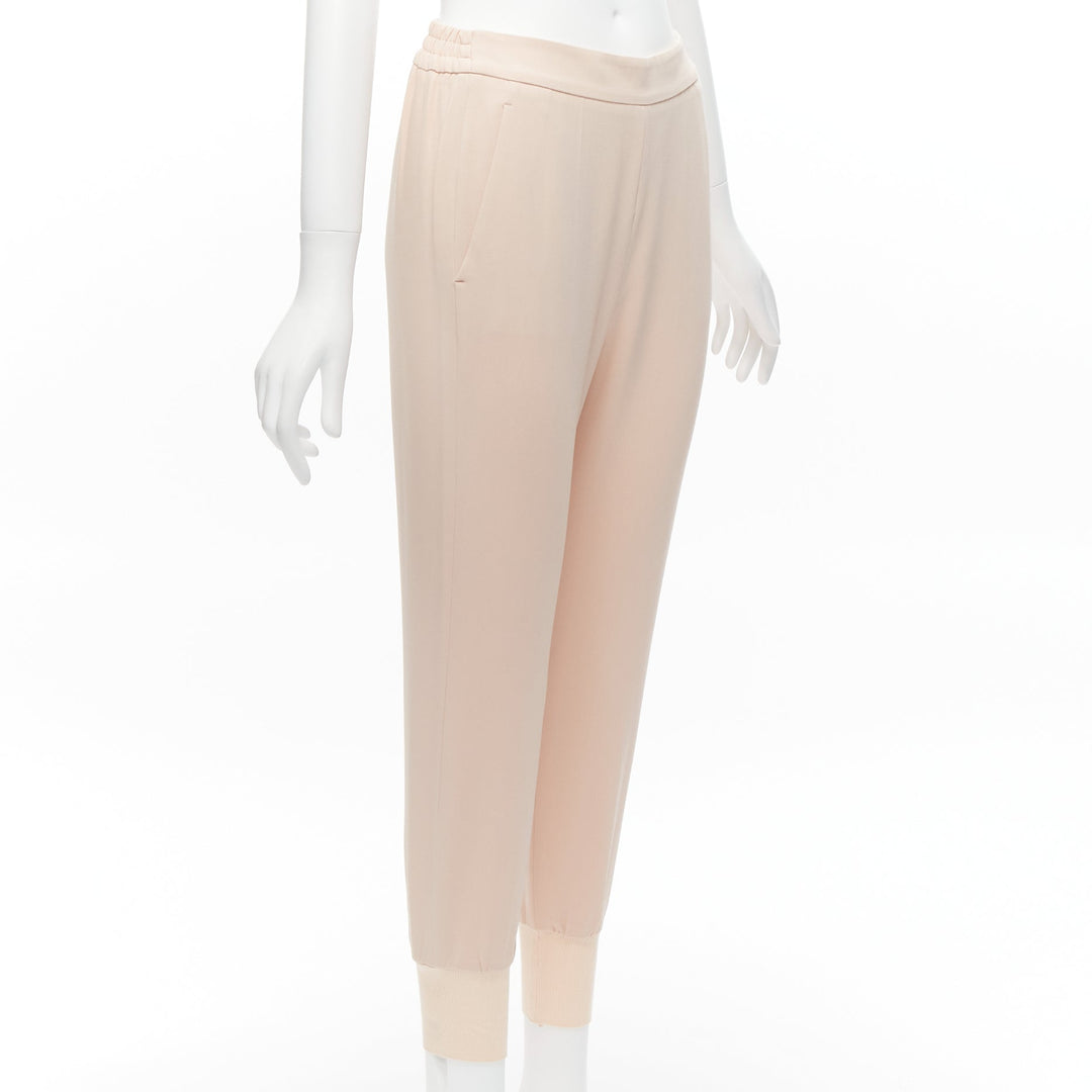 STELLA MCCARTNEY pink minimalist elastic waistband cropped jogger pants IT34 XXS