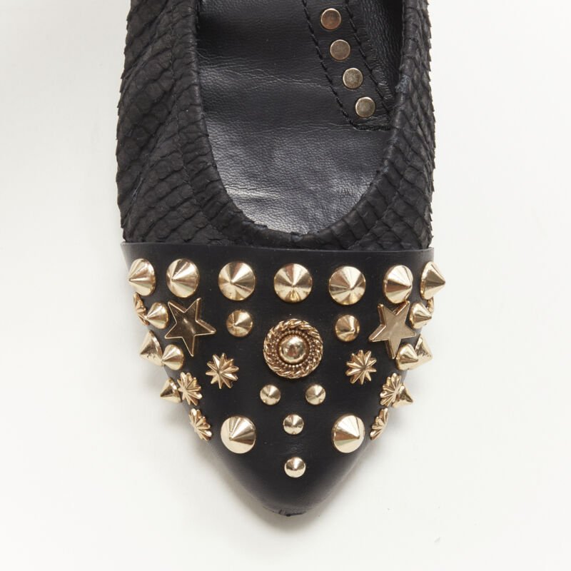 GIVENCHY Riccardo Tisci gold star spike stud toe cap scaled ballerina flats EU37