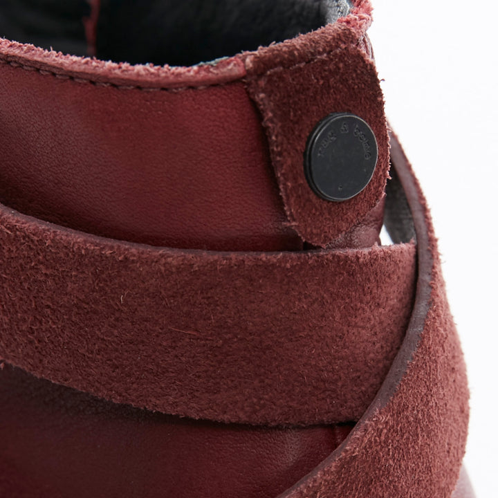 RAG BONE Harrow burgundy red leather stud harness block heel ankle boots EU38.5