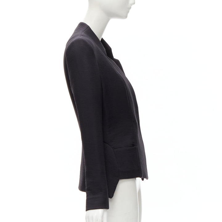 ZERO MARIA CORNEJO black wool scuba cutout collar jacket US2 S