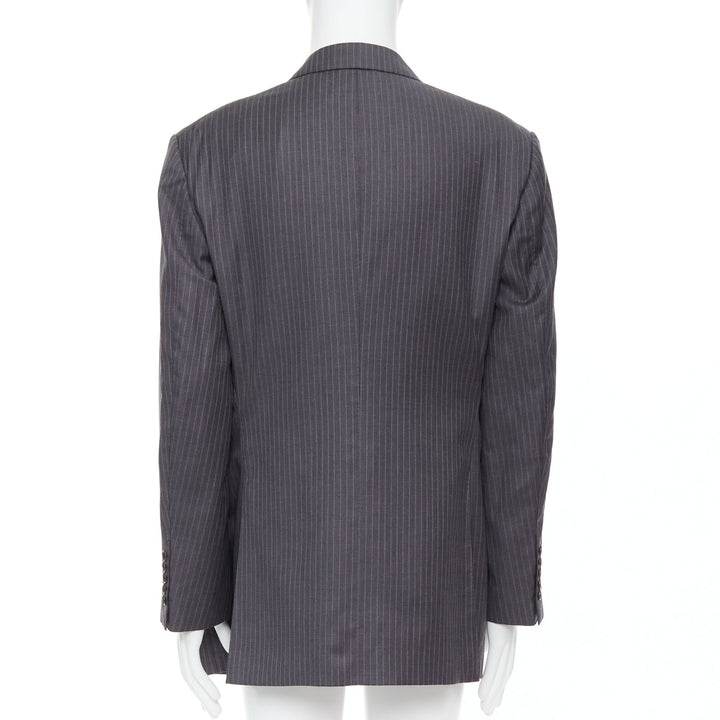 TOM FORD grey pinstripe hand stitched flap pockets blazer IT58 4XL