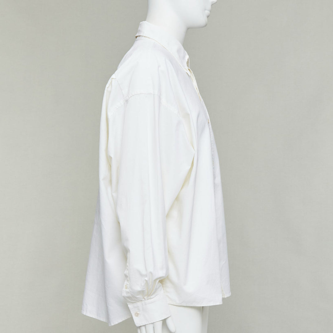 ACNE STUDIOS cream cotton cocoon silhouette AS embroidered shirt FR50 L