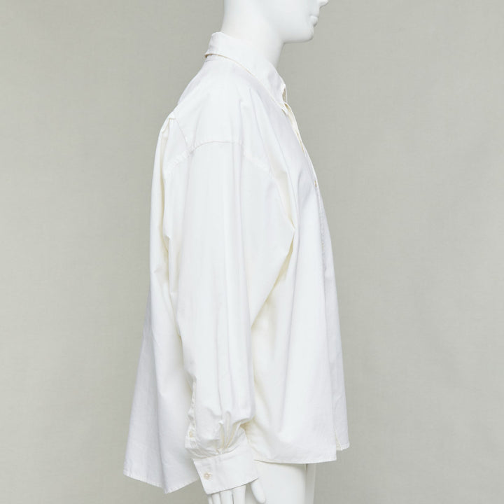 ACNE STUDIOS cream cotton cocoon silhouette AS embroidered shirt FR50 L