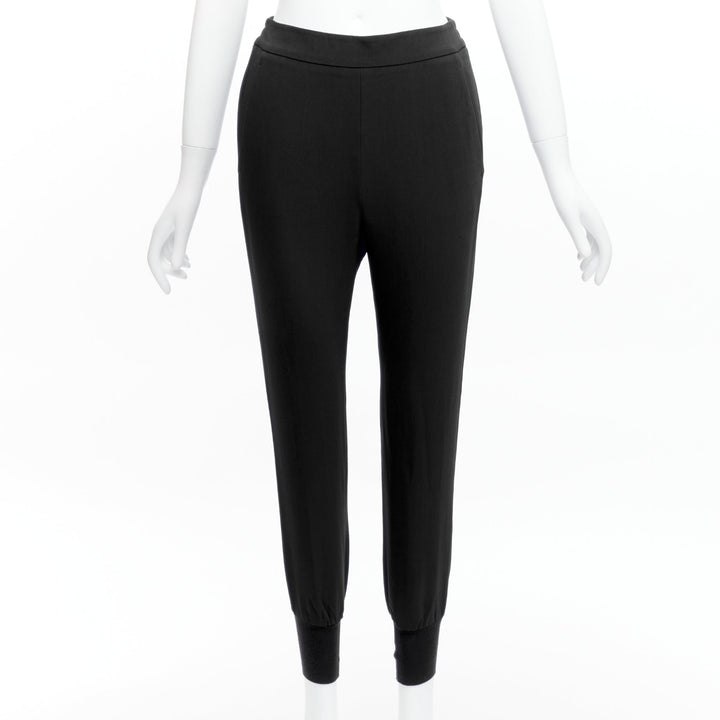 STELLA MCCARTNEY black minimalist elastic waist cropped jogger pants IT34 XXS
