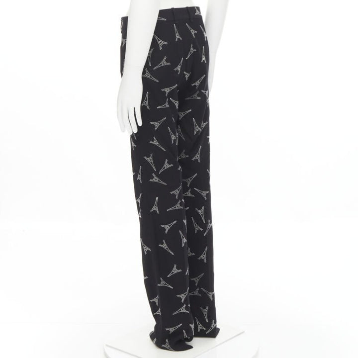 BALENCIAGA Demna 2019 Runway Eiffel Tower crystal trousers pants IT48 M