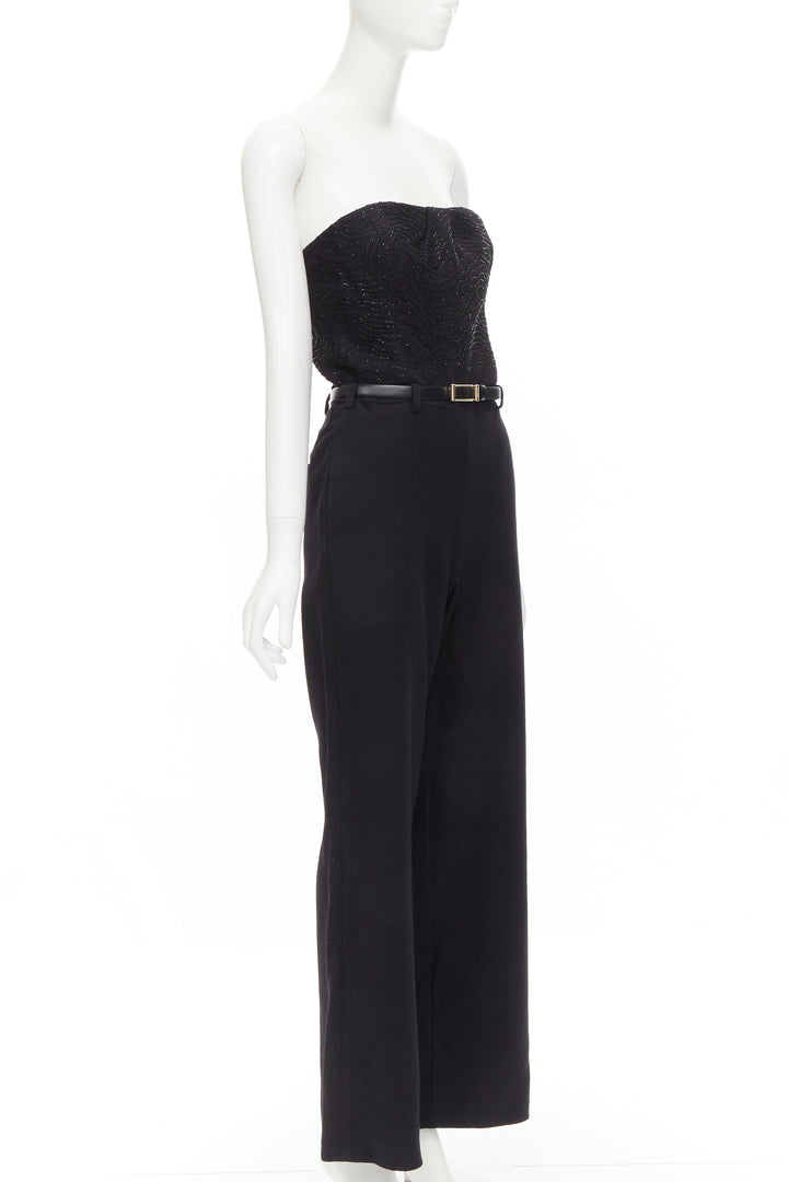 JASON WU 2014 Runway black bead embellished boned corset belted jumpsuit US2 XS