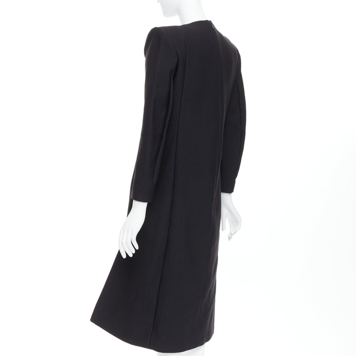 BALENCIAGA Demna 2016 black padded structural midi dress FR40 L