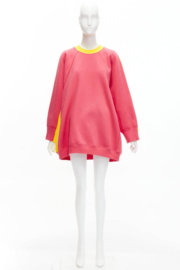 OLD CELINE Phoebe Philo 2018 pink yellow contrast back oversized sweatshirt XS