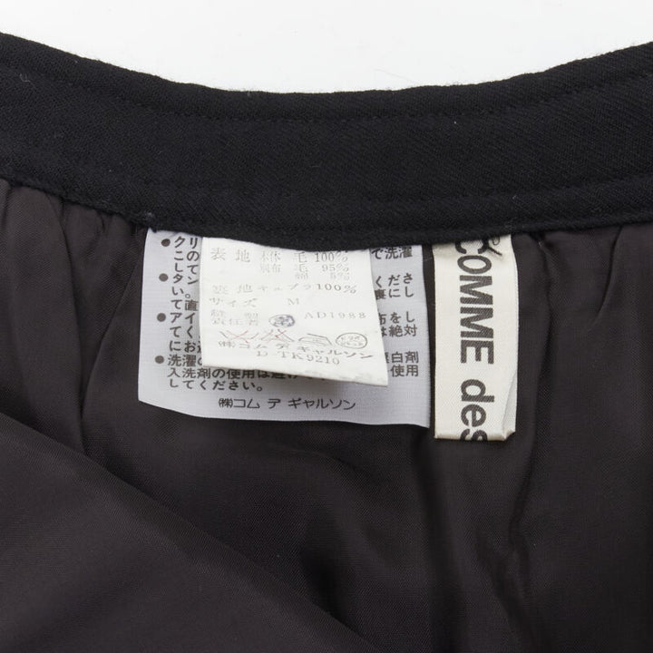 Runway COMME DES GARCONS Vintage 1988 black wool braid red embroidery skirt M