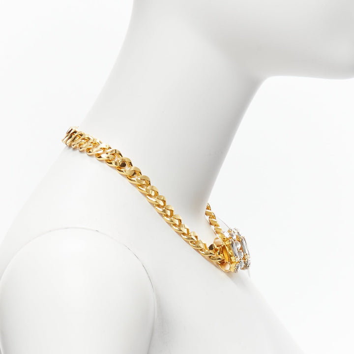 TOGA ARCHIVES clear crystal jewel gold metal bar chain necklace