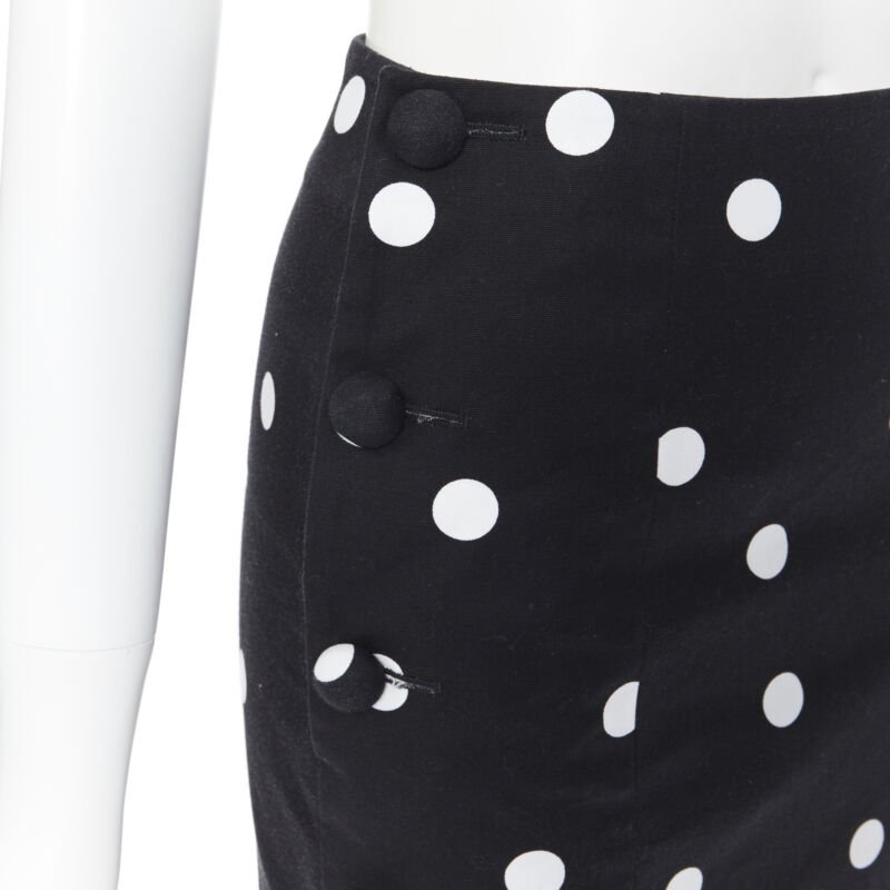 MONSE black white polka dot stif cotton button side pencil skirt US0 26"