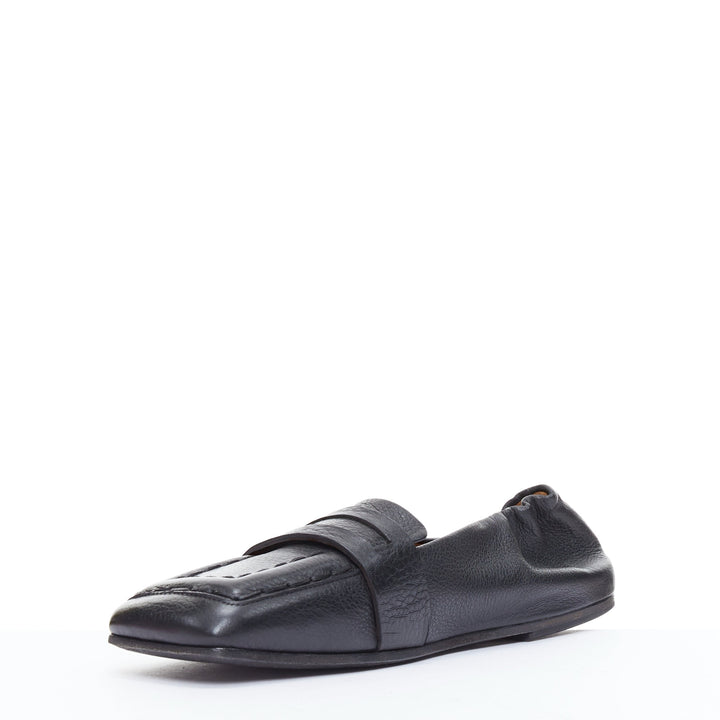 MARSELL Spatolona black square toe elastic back flat loafers EU38