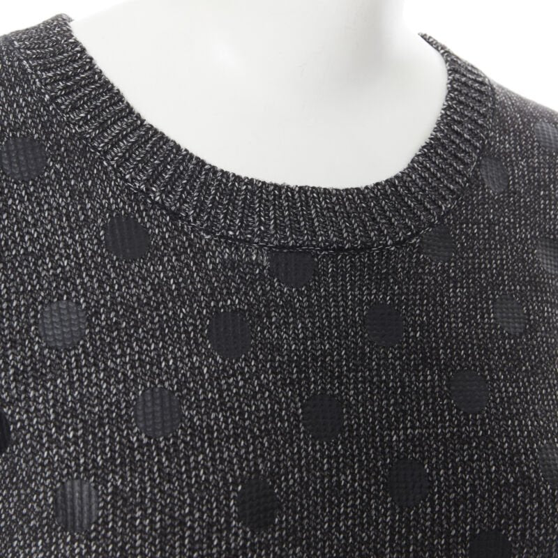 MARKUS LUPFER cotton blend knit grey polka dot printed oversized sweater L