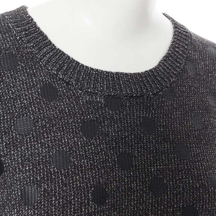 MARKUS LUPFER cotton blend knit grey polka dot printed oversized sweater L