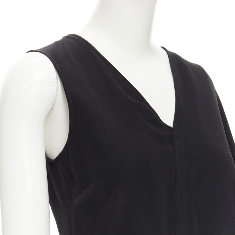 MAISON MARGIELA 2013 black polyester V-neck asymmetric bonded cape dress IT40 S