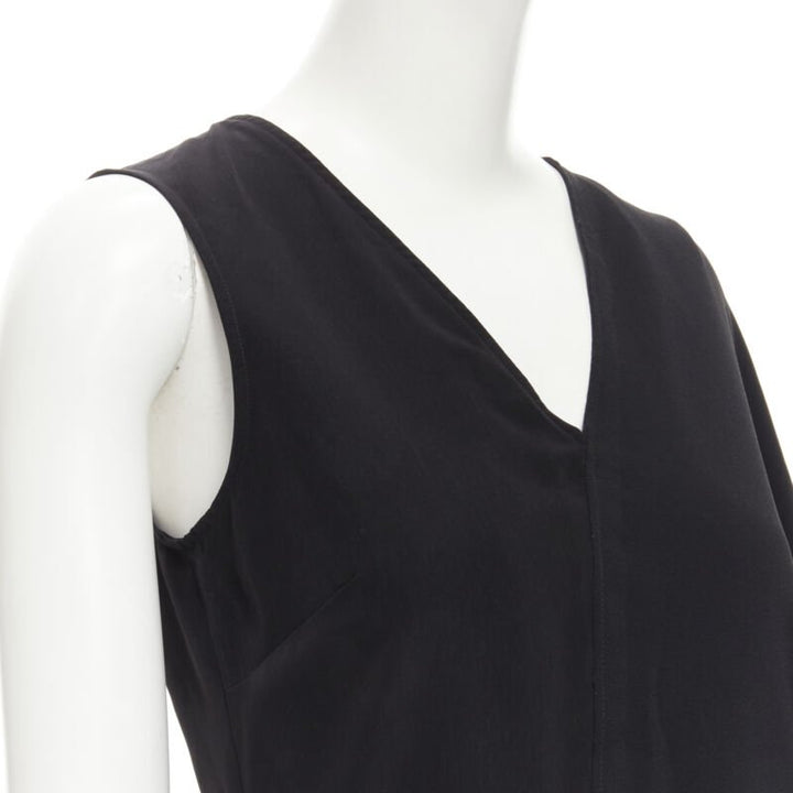 MAISON MARGIELA 2013 black polyester V-neck asymmetric bonded cape dress IT40 S