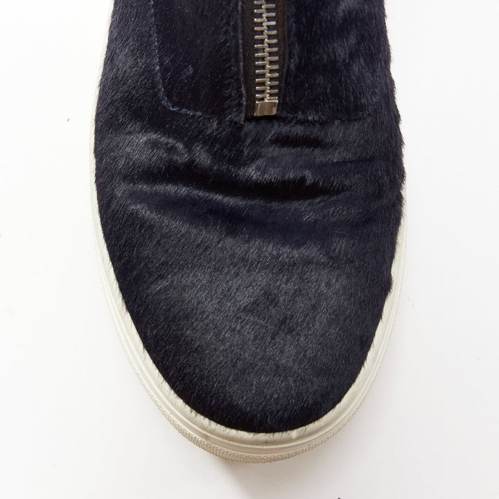 OLD CELINE Phoebe Philo black horse hair O-ring zipper high top sneaker EU38