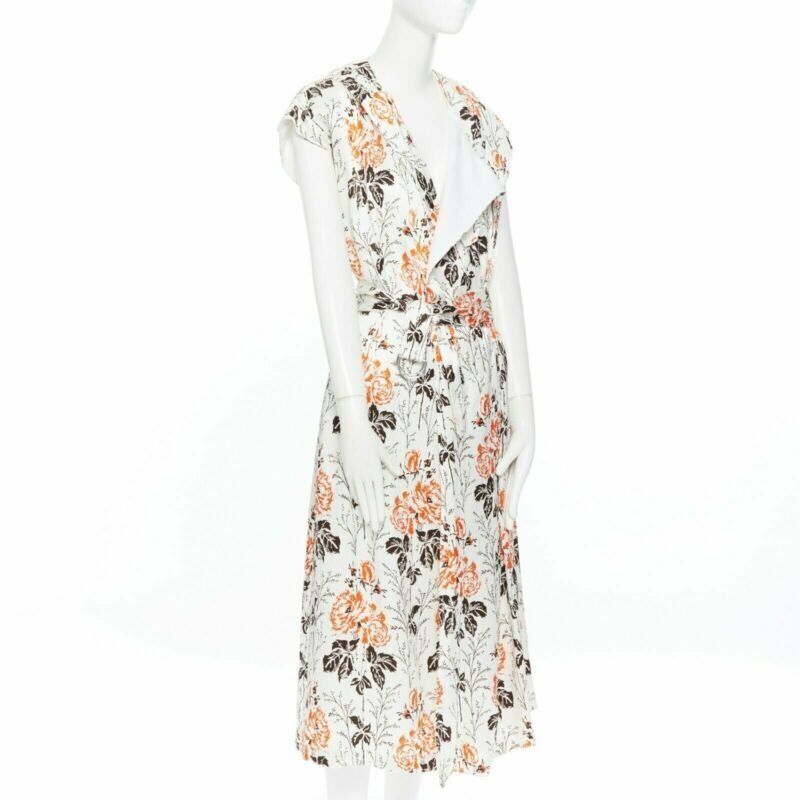 VICTORIA BECKHAM 2017 Runway floral print cut open back belted dress UK12 M