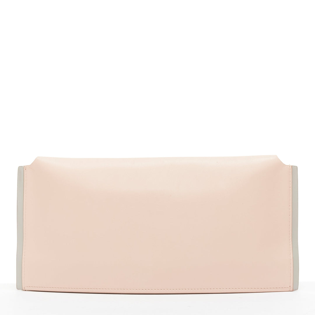 JIL SANDER pink grey smooth leather loop through envelope long clutch bag