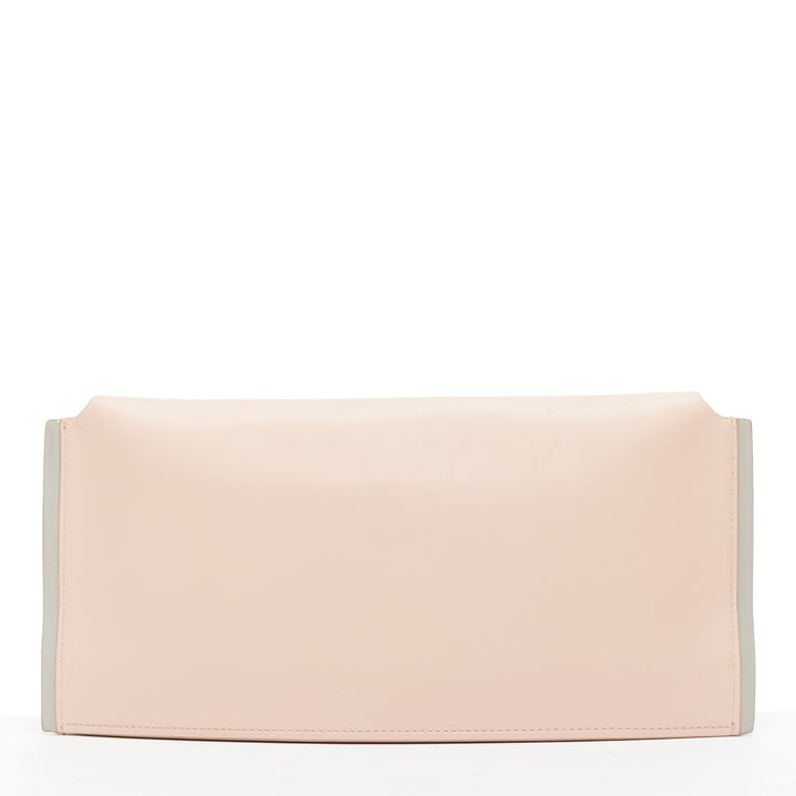 JIL SANDER pink grey smooth leather loop through envelope long clutch bag