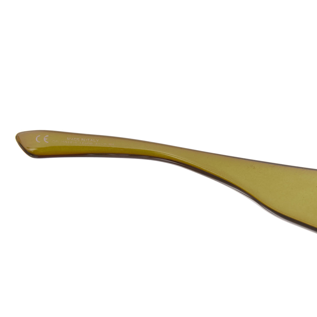 GUCCI GG2951E/S dark green silver GG bamboo buckle side wrap sunglasses