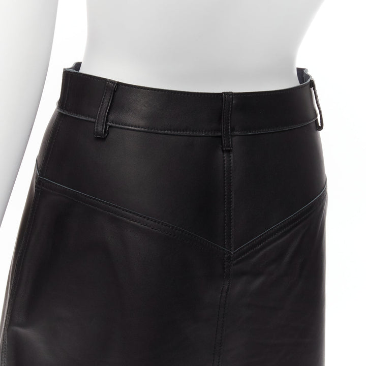DION LEE black sheep leather back yoke front slit A-line skirt UK6 XS