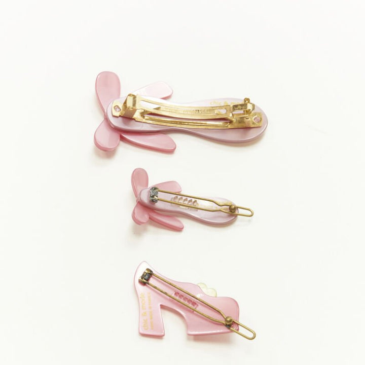 CHIC & MODE Alexandre Zouari LOT OF 3 pink ballerina shoes hair clip