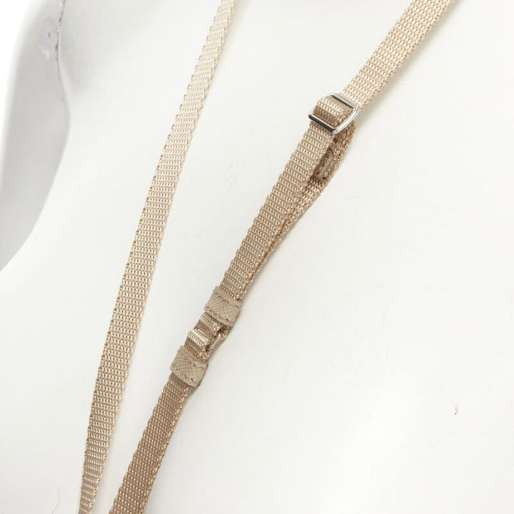 PRADA Symbole Triangle logo saffiano leather Phone lanyard bag beige nude