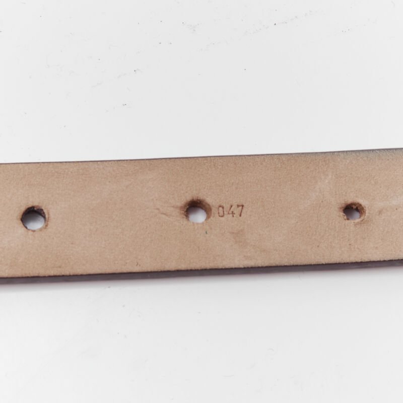 LOUS VUITTON gold tone hammered textured buckle brown leather belt 90cm 36"