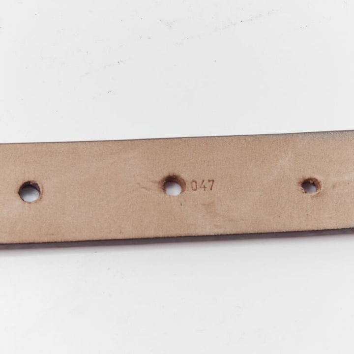 LOUS VUITTON gold tone hammered textured buckle brown leather belt 90cm 36"