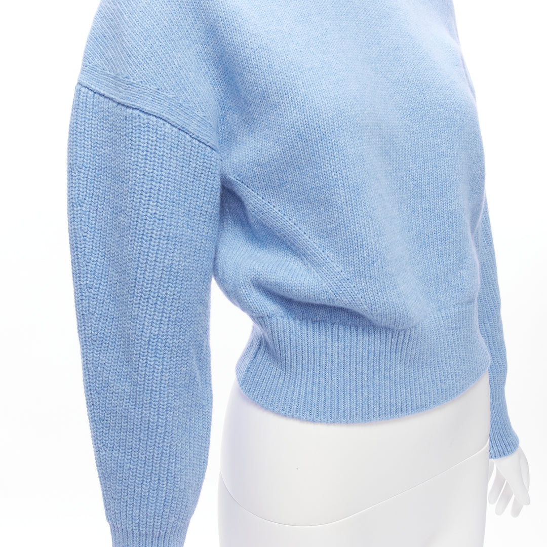 ALEXANDER MCQUEEN 2021 powder blue speckled wool boxy cropped sweater XS