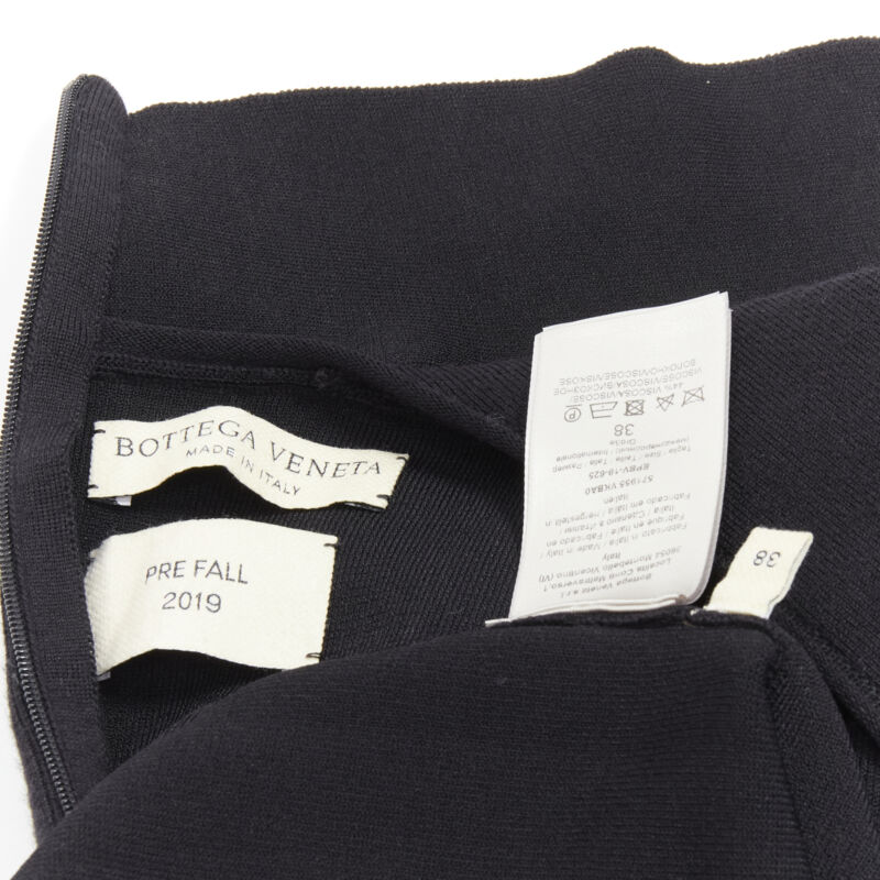 BOTTEGA VENETA 2019 Runway black thick wool blend cut out collar dress IT38 XS