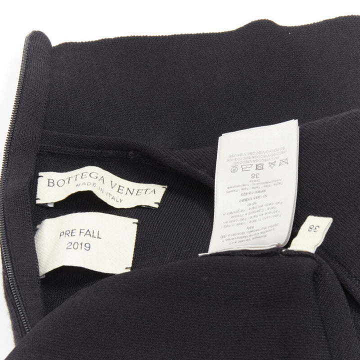 BOTTEGA VENETA 2019 Runway black thick wool blend cut out collar dress IT38 XS