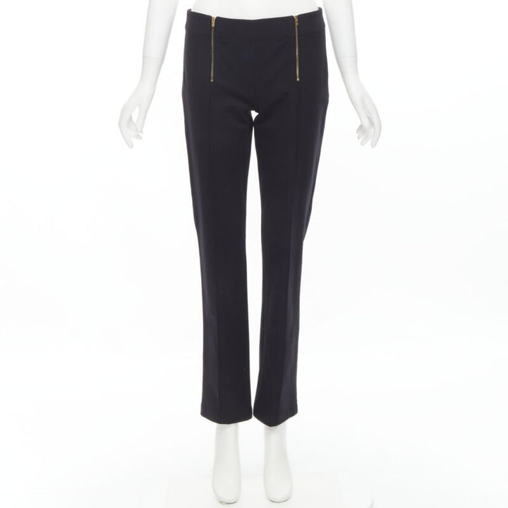 THE ROW black modal cotton dual gold zipper minimal legging pants XSXS
