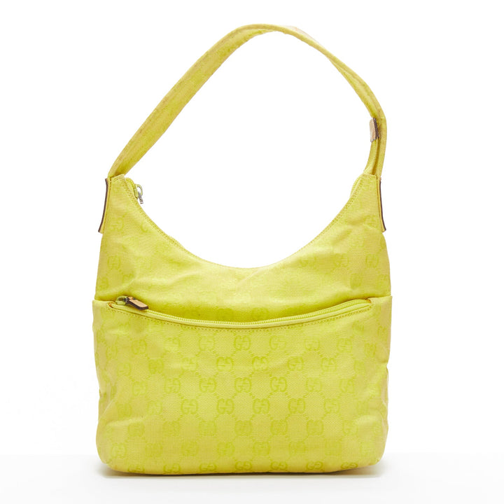 GUCCI Vintage yellow GG monogram canvas small hobo shoulder bag