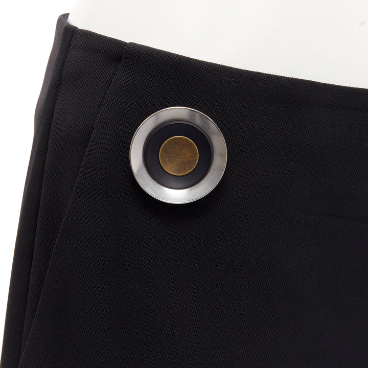 STELLA MCCARTNEY 2015 wool black silver button embellished wide leg pants IT40 S