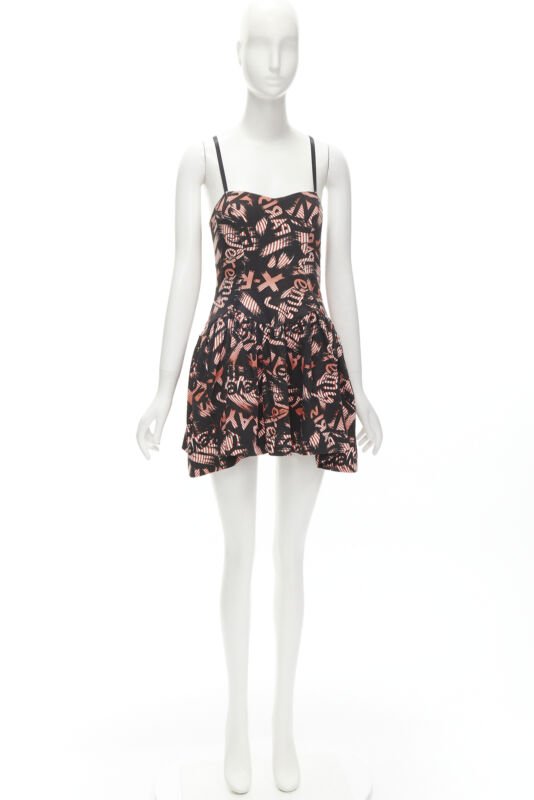 JEREMY SCOTT orange X-ray New York City Names strappy mini dress