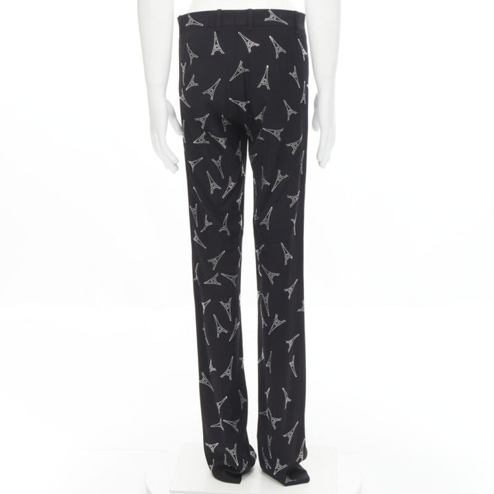 BALENCIAGA Demna 2019 Runway Eiffel Tower crystal trousers pants IT48 M
